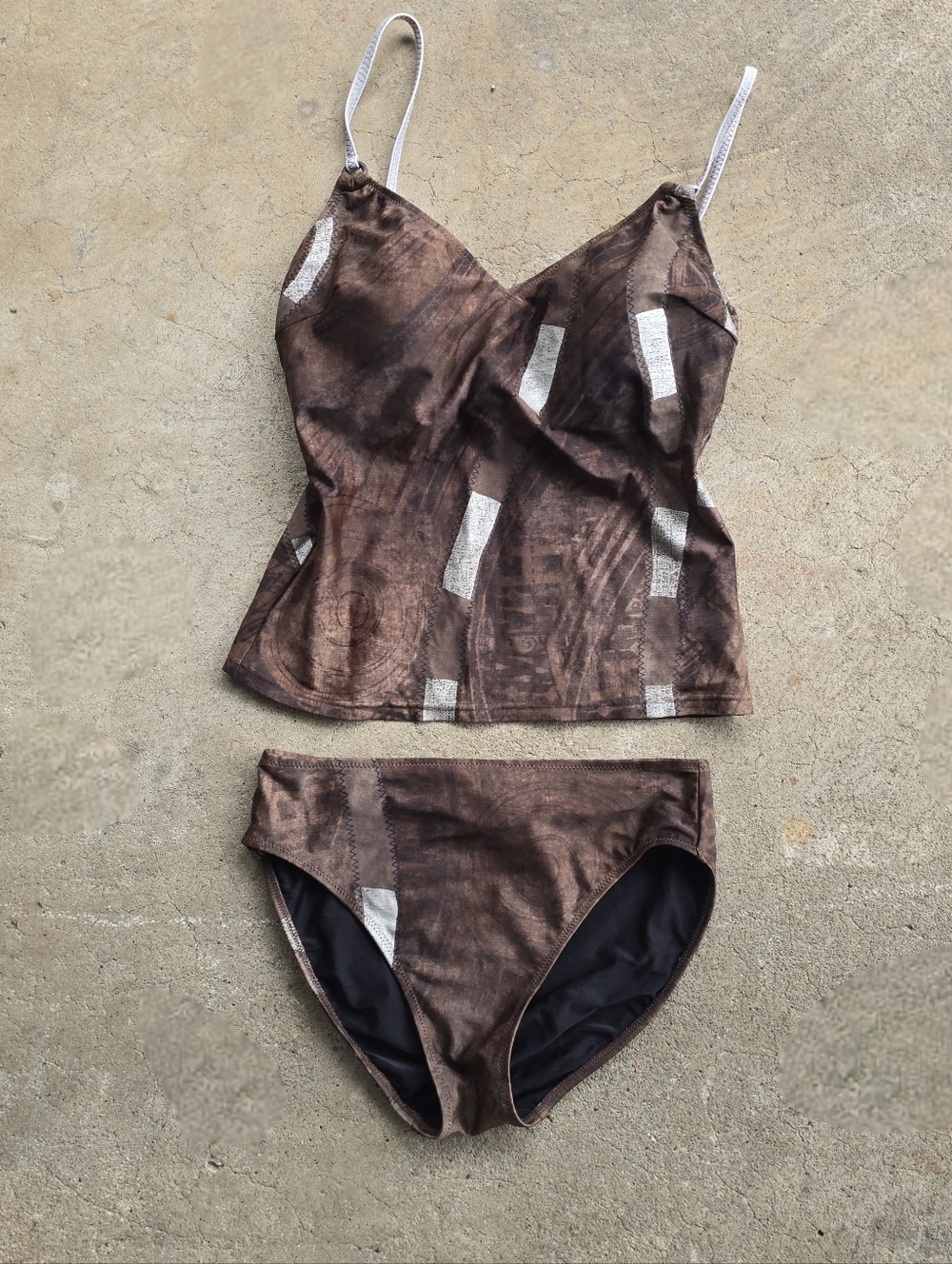 Vtg Gottex Tankini Bikini Set Sz 8 Submersive Grunge Swimsuit RusticI